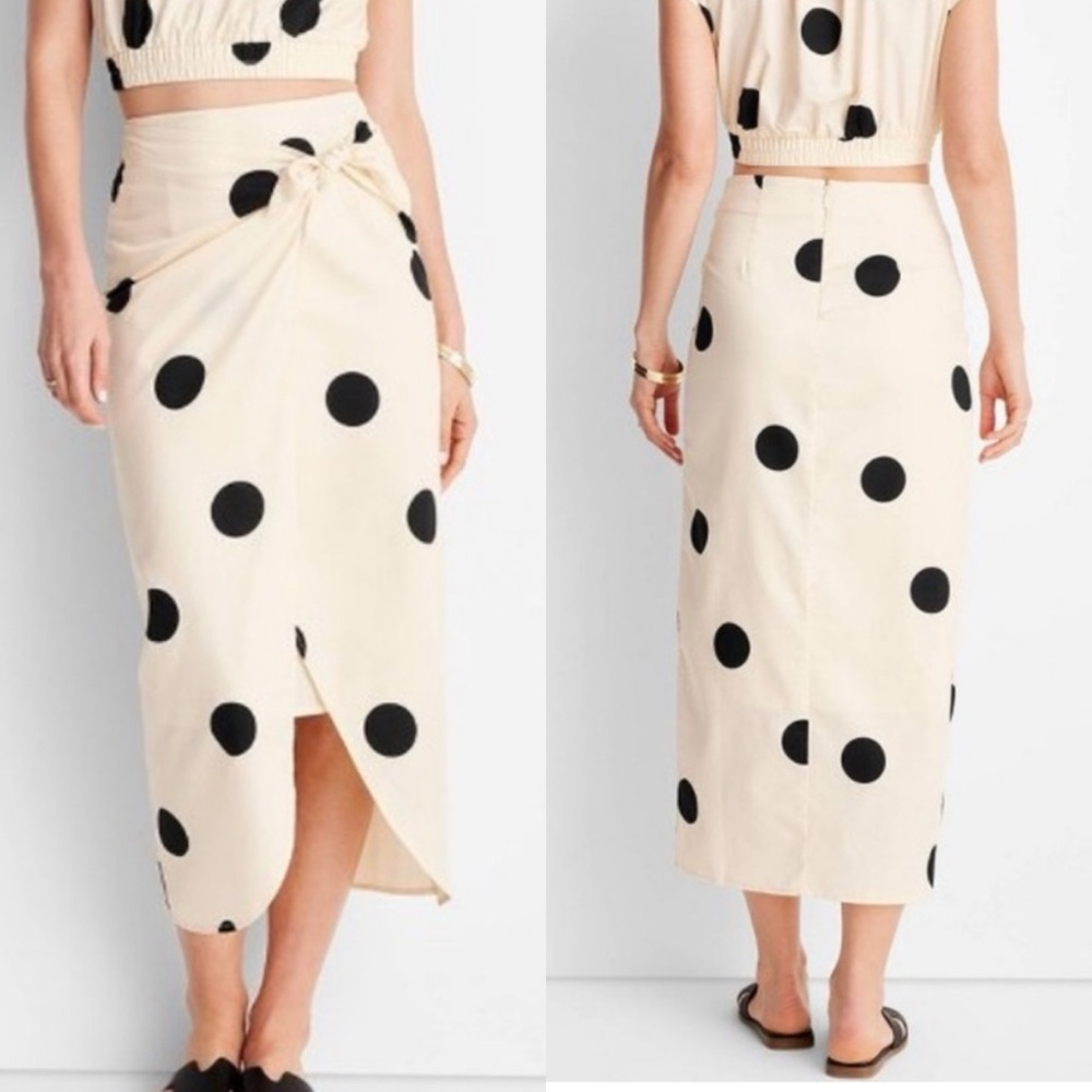 Future Collective X Jenny K. Lopez Cream Wrap Midi Side Tie Sarong Midi Skirt